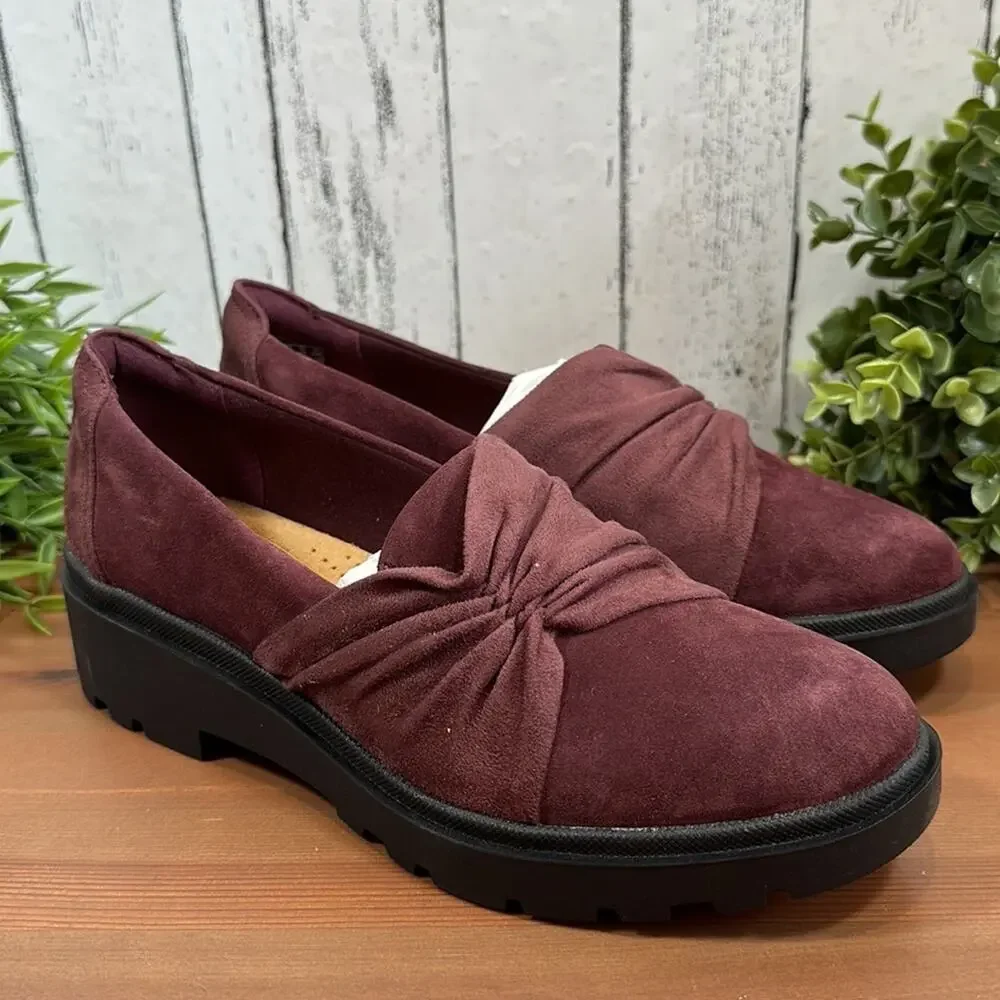 NWOT Clarks Collection Calla Style Ruched Slip‎ On Loafers Size 8
